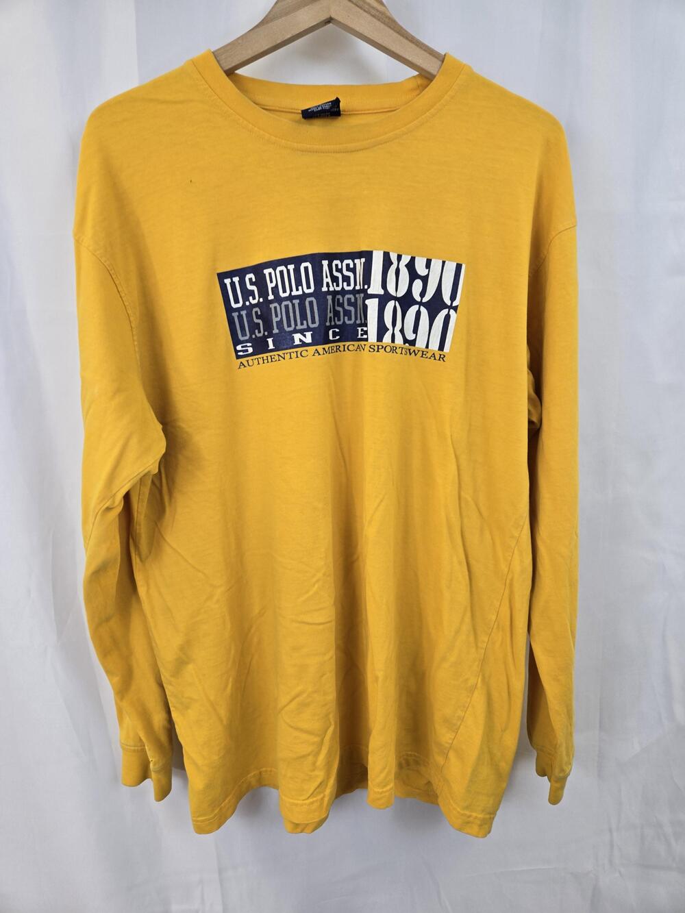 U.S. Polo Assn. Shirt Mens XL Yellow Long Sleeve Logo Graphic Tee Top Sportswear